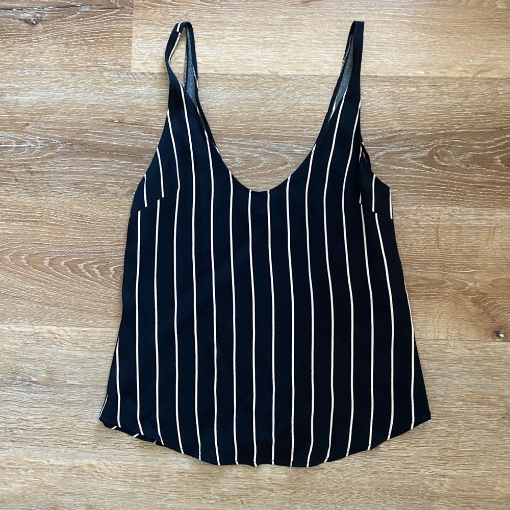 Reformation Navy Striped Tank Blouse